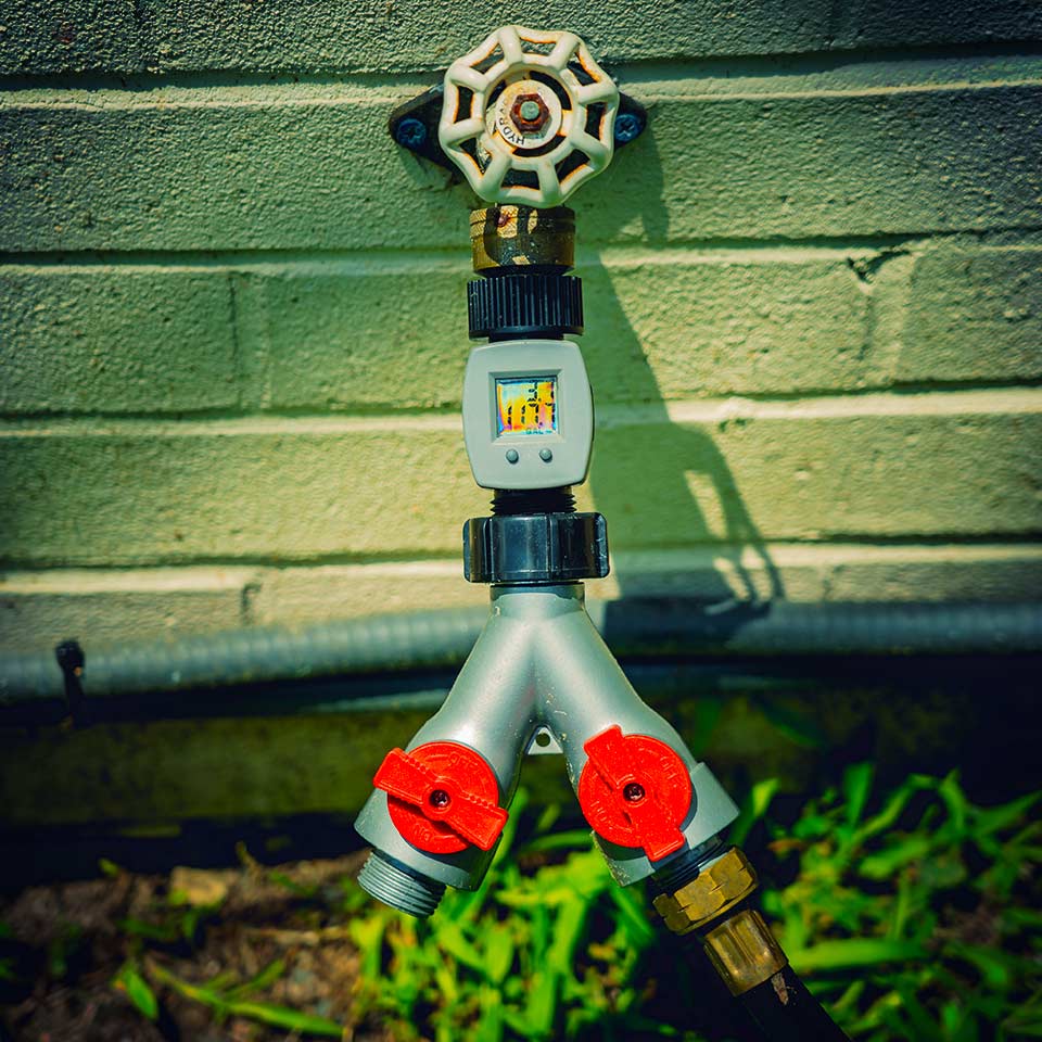 Flow meter for irrigation system, measuring water usage