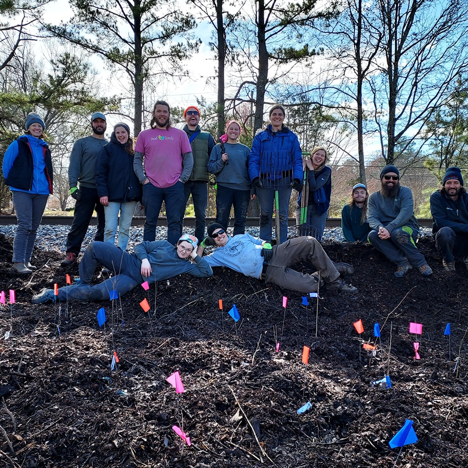 Some of the crew planted a Pocket Forest behind the shop. In no time, this will provide a buffer from the railroad tracks.
